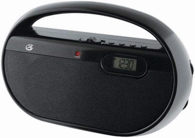 GPX R602B Portable AM/FM Radio with Digital Clock and Line Input