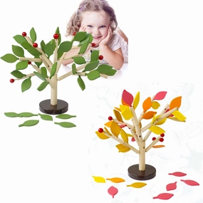 Green Yellow Early Childhood Building Blocks Wooden Assembling Tree Combination Boys and Girls DIY Disassembly Puzzles Educational Toys Home Office Decoration