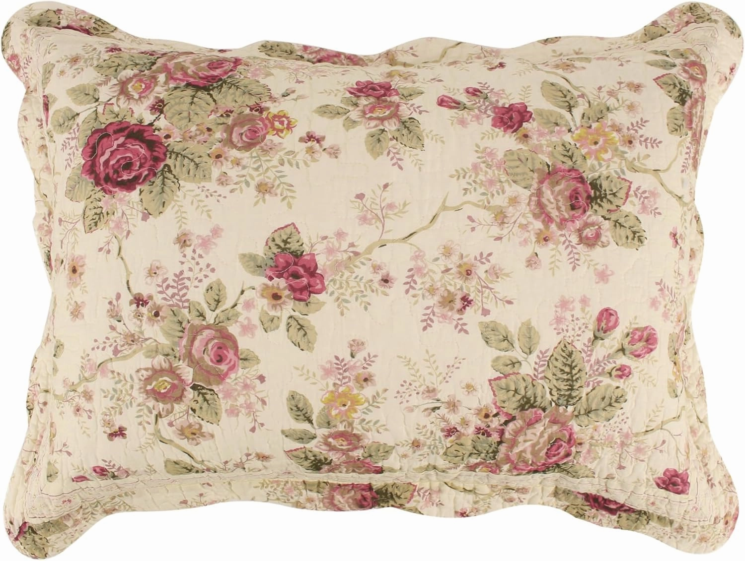 Greenland Home Antique Rose Full/Queen Quilt Set, Ecru