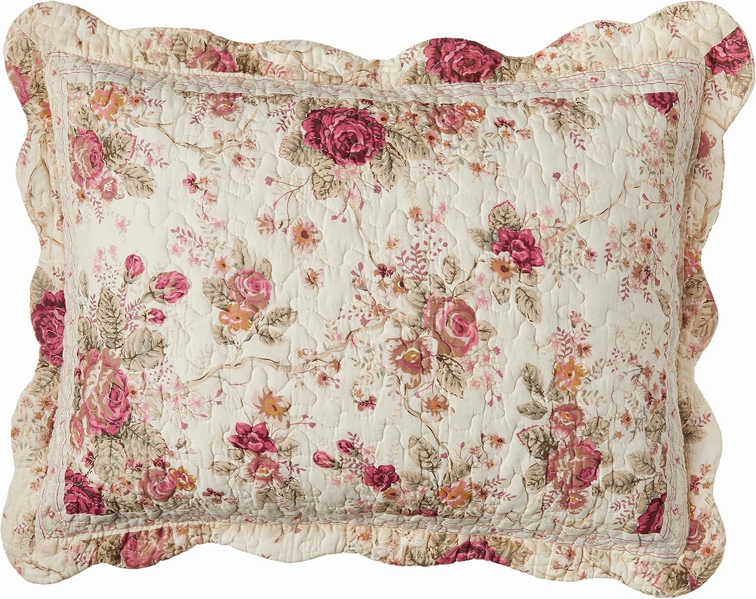 Greenland Home Antique Rose Full/Queen Quilt Set, Ecru