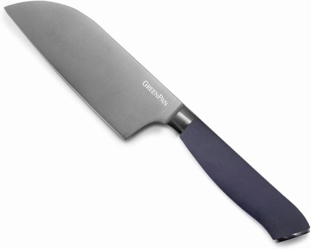 GreenPan Titanium 5" Santoku Knife, Titanium Coated, Stainless Steel, Eco-friendly, Ergonomic Grip, Slip Resistant, Balanced, Heat Treated, Hand Sharpened, Dishwasher Safe