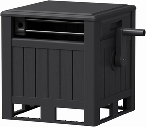 Greesum Resin Garden Hose Reel Hideaway, Outdoor Hose Storage Cabinet with Manual Rewind, No-Leak Water Connectors, Fits 180ft 5/8" Hose, Heavy-Duty & Weatherproof, Black