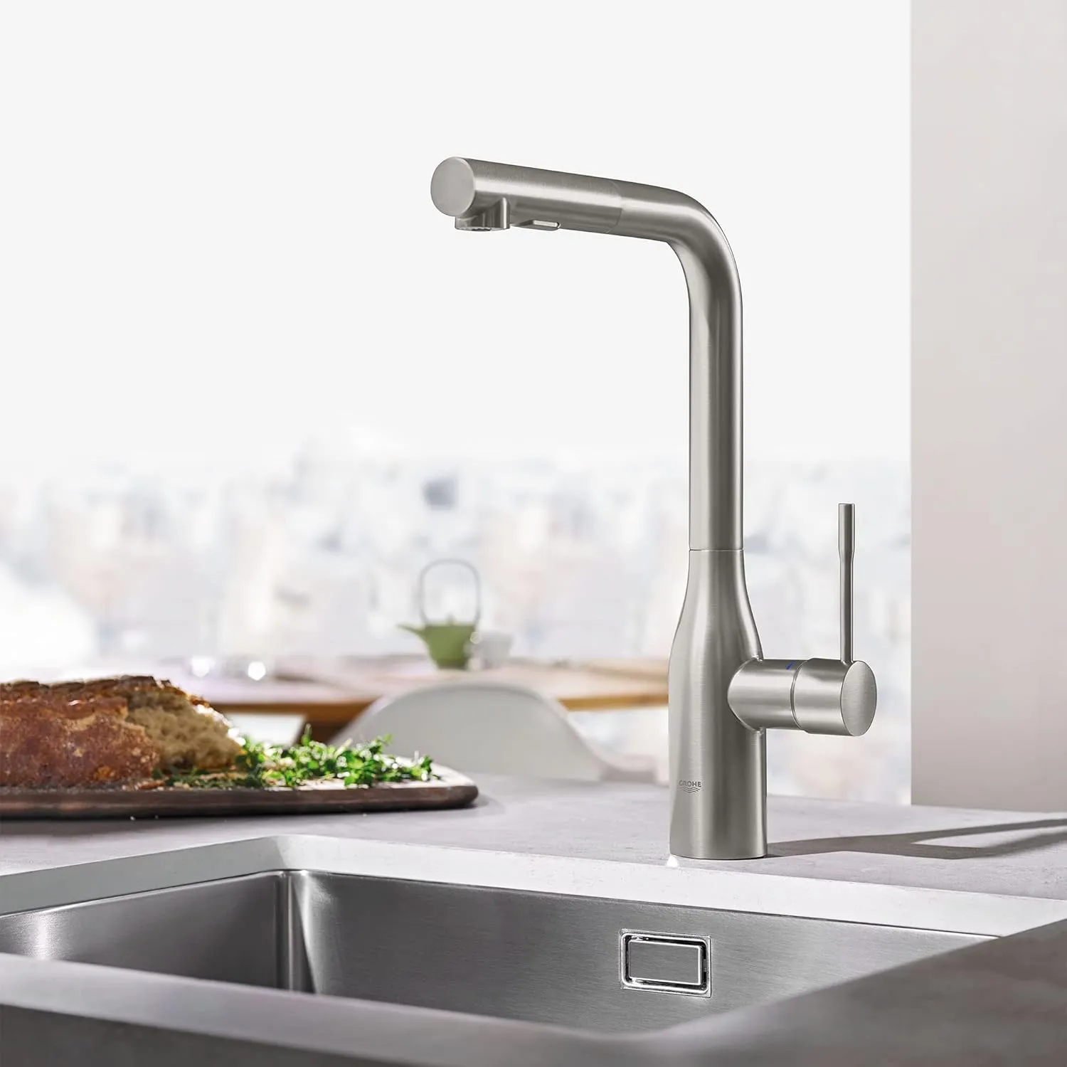 GROHE 30271DC0 Essence Dual Spray Pull-Out Kitchen Faucet Supersteel (Stainless Steel)