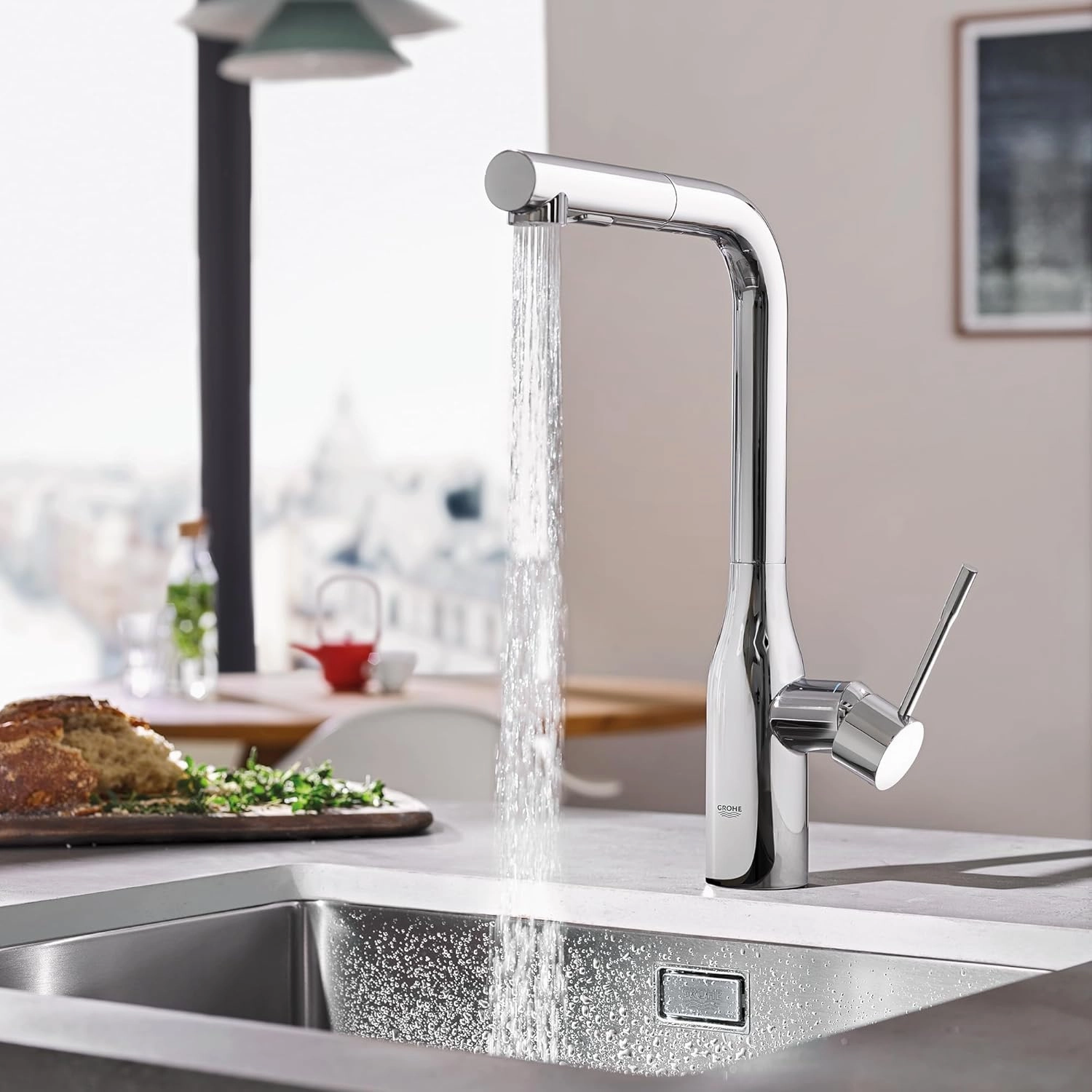 GROHE 30271000 Essence Dual Spray Pull-Out Kitchen Faucet Chrome