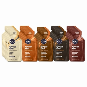 GU Energy Original Sports Nutrition Energy Gel, Vegan, Gluten-Free, Kosher, and Dairy-Free On-the-Go Energy for Any Workout, 24-Count, Assorted Indulgent Flavors