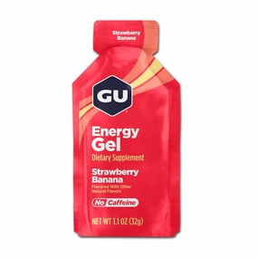 GU Energy Original Sports Nutrition Energy Gel, Vegan, Gluten-Free, Kosher, and Dairy-Free On-the-Go Energy for Any Workout, 24-Count, Strawberry Banana