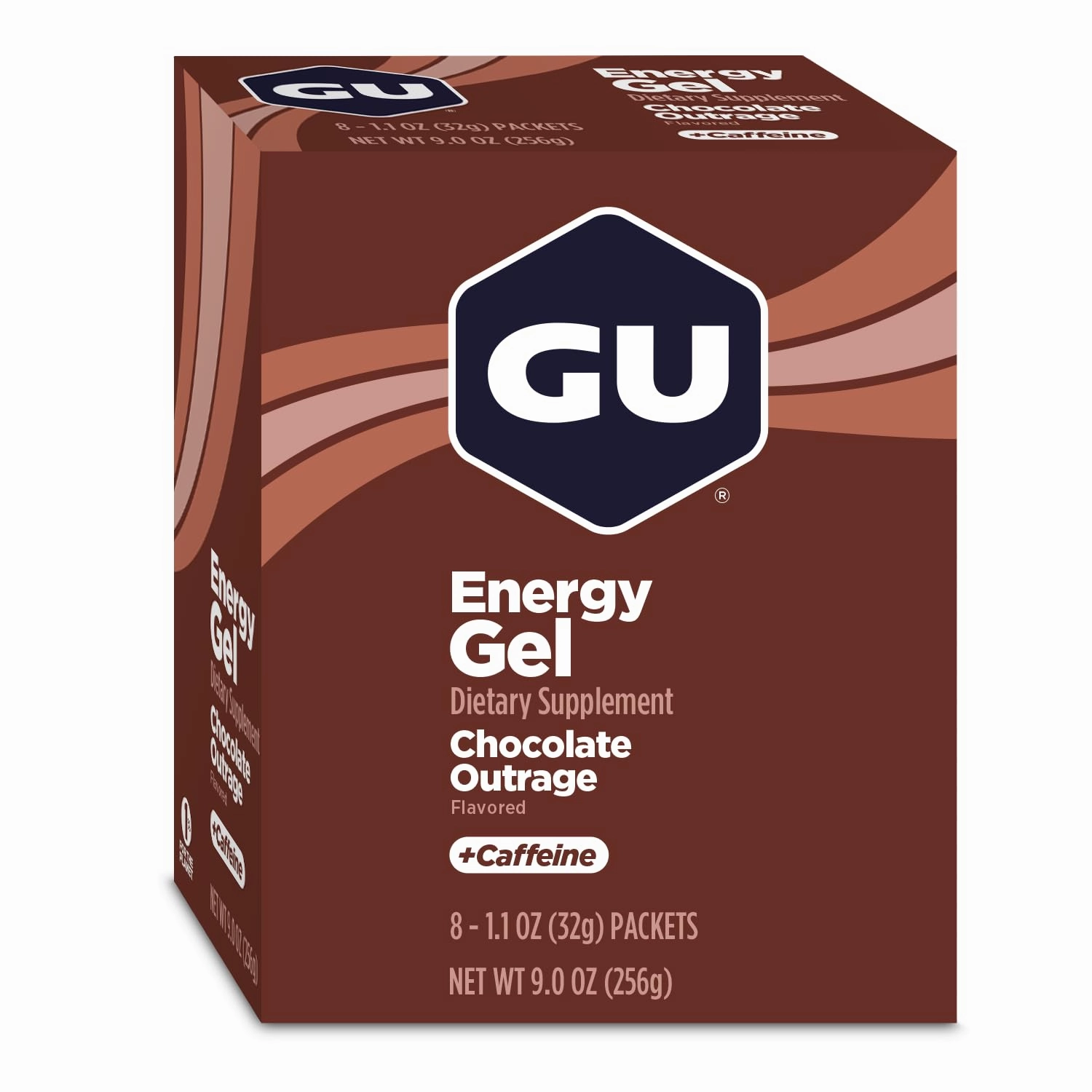 GU Energy Original Sports Nutrition Energy Gel, Vegan, Gluten-Free, Kosher, and Dairy-Free On-the-Go Energy for Any Workout, 8-Count, Chocolate Outrage