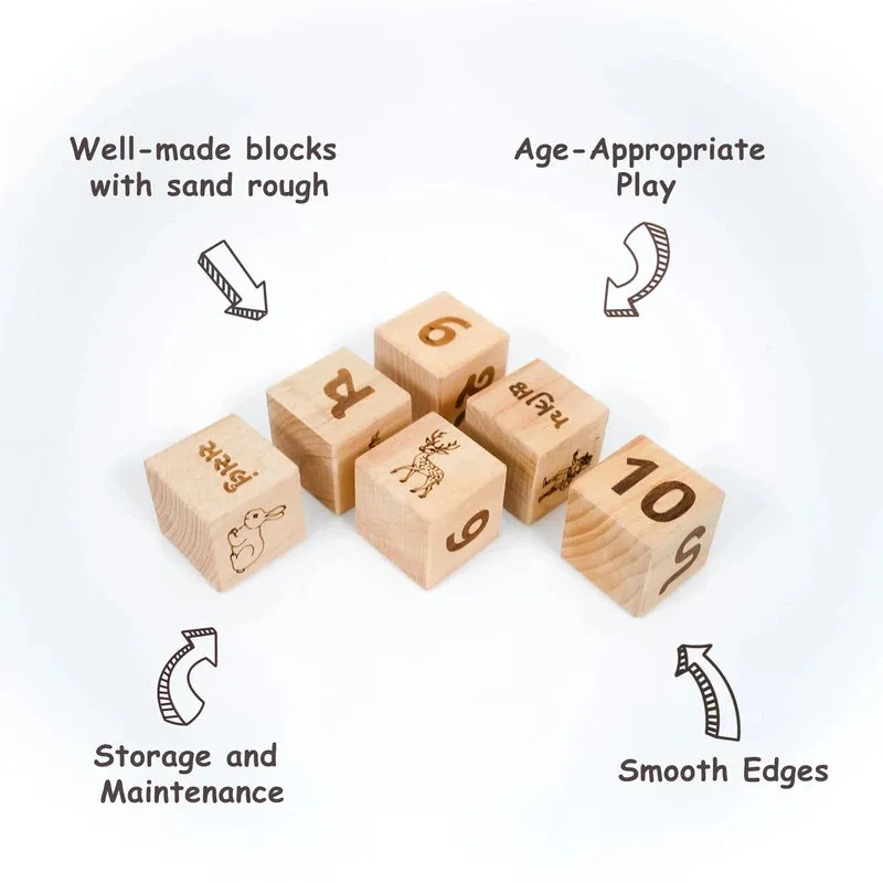 Gujarati Alphabet & Number Learning Wooden Blocks (2-4 Years)