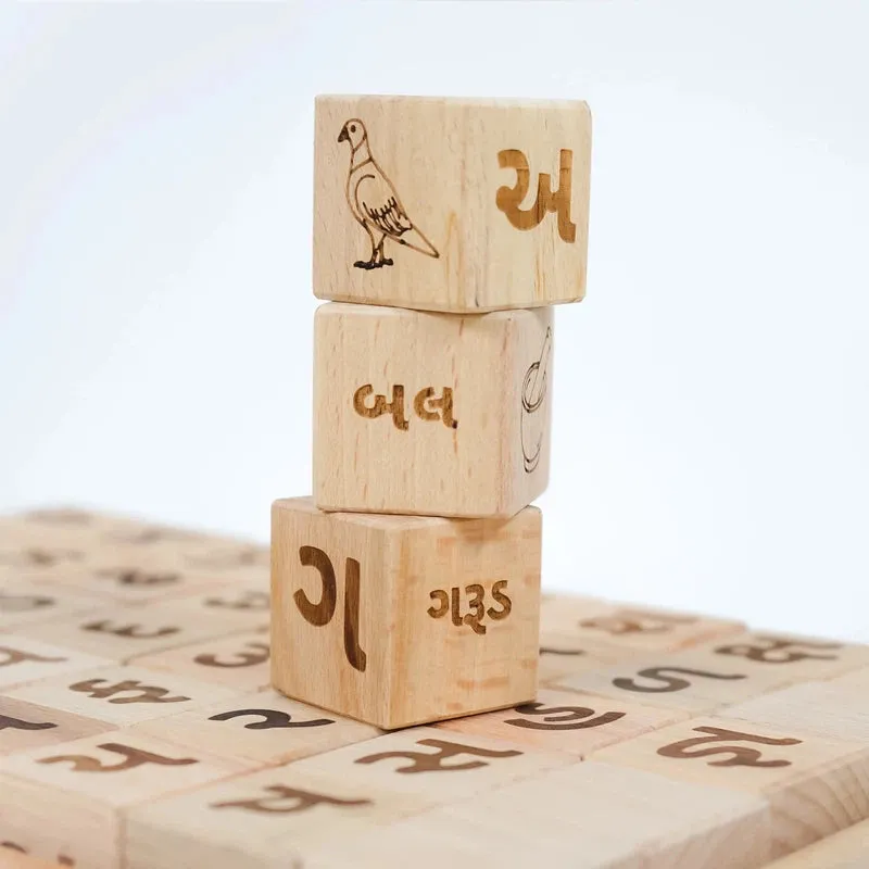 Gujarati Alphabet & Number Learning Wooden Blocks (2-4 Years)