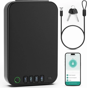 Gun Safe, Biometric gun safe for handgun, Portable Car Pistol Gun Safe Pistol with Keys Keypad and APP Control Hand Gun Lock Box, small safe for Home Bedside Car Wild camping