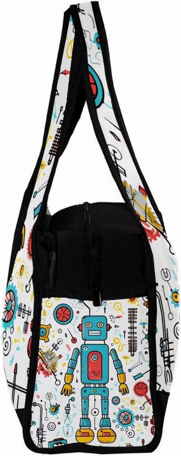 Gym Bag for Women,Small Gym Bag for Men,Science and Funny Robots,Overnight Bag