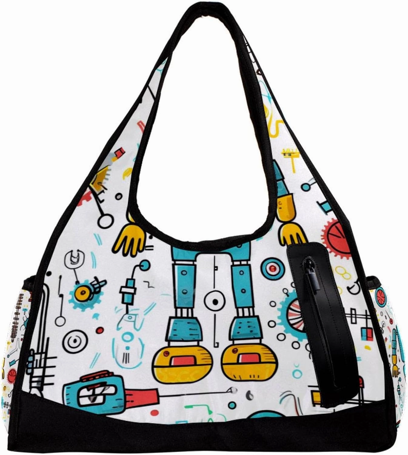 Gym Bag for Women,Small Gym Bag for Men,Science and Funny Robots,Overnight Bag