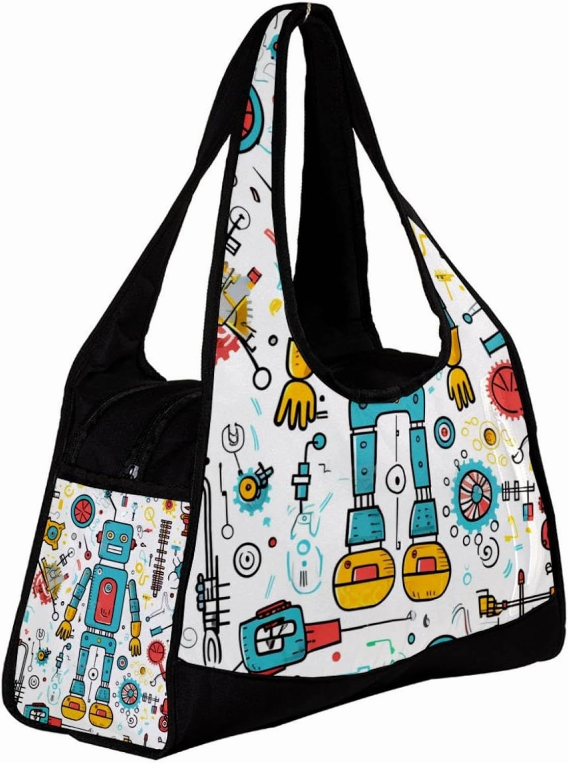 Gym Bag for Women,Small Gym Bag for Men,Science and Funny Robots,Overnight Bag