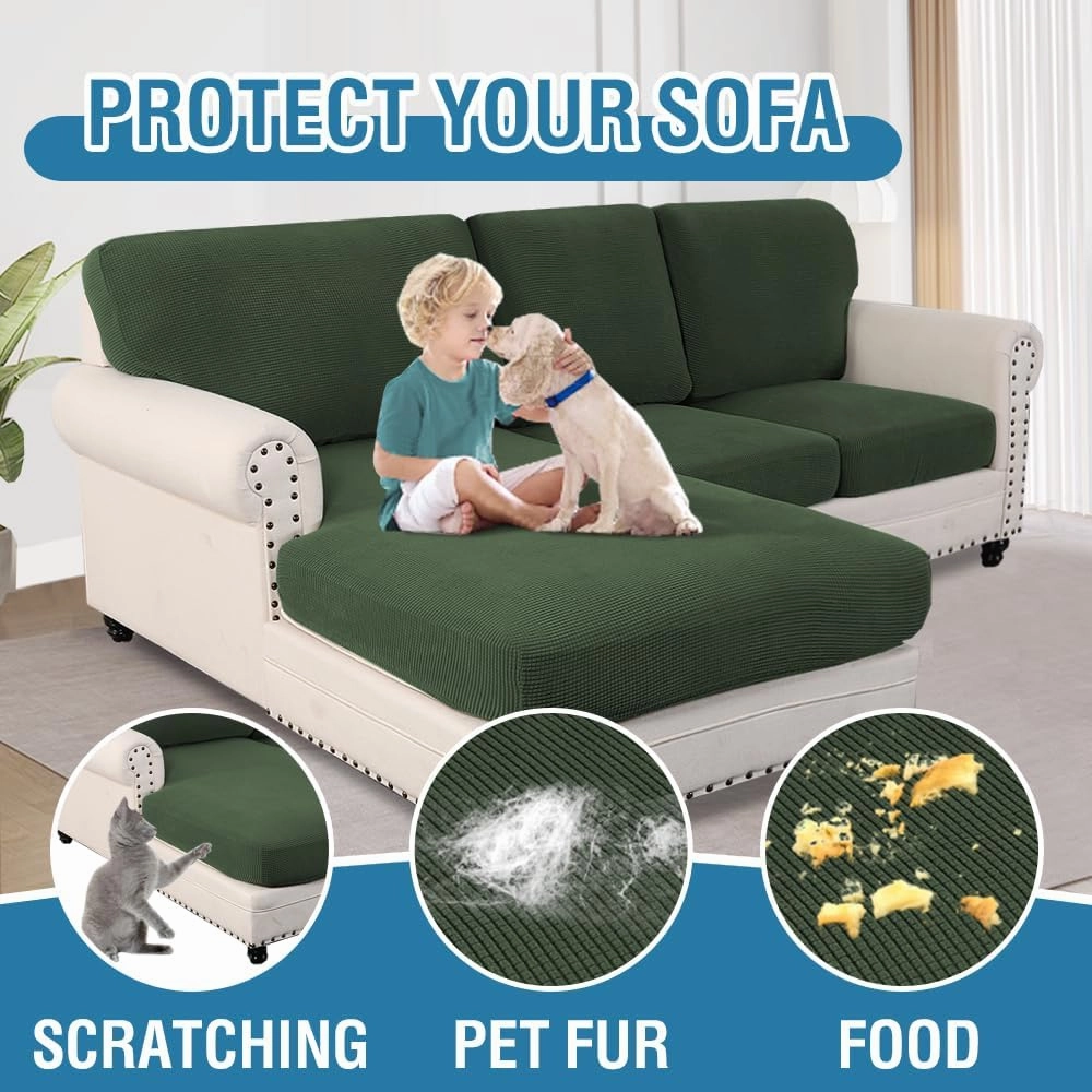 H.VERSAILTEX 2025 New Sectional Couch Covers 8 Pieces Stretch Sofa Cover for Sectional Sofa Set Separate L Shaped Couch Cover for Both Left/Right Couch (Seat and Back: 1 Chaise   3 Sofa, Bronze Green)