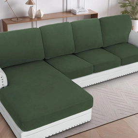 H.VERSAILTEX 2025 New Sectional Couch Covers 8 Pieces Stretch Sofa Cover for Sectional Sofa Set Separate L Shaped Couch Cover for Both Left/Right Couch (Seat and Back: 1 Chaise   3 Sofa, Bronze Green)
