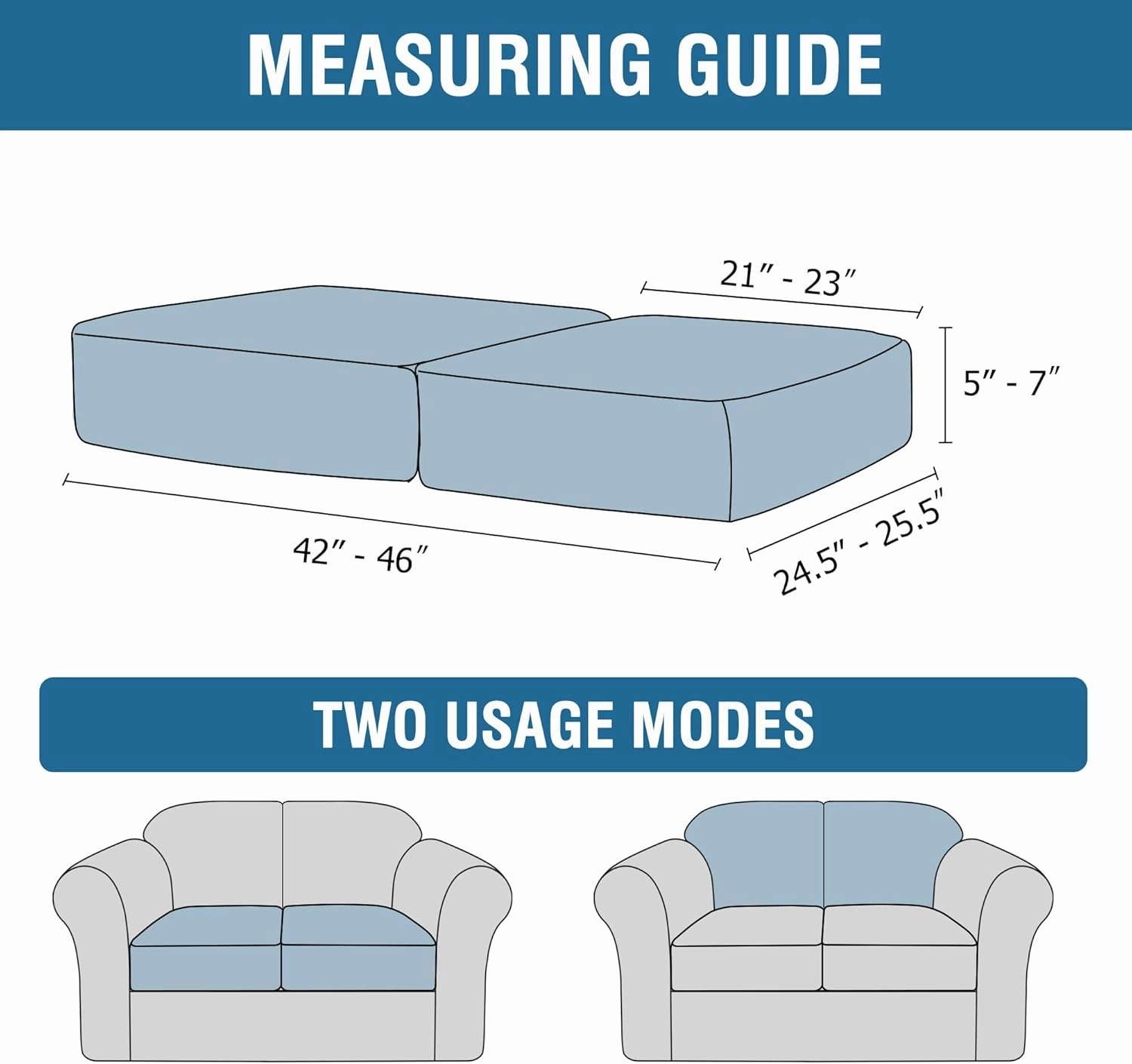 H.VERSAILTEX Water Resistant Woven Linen Look Couch Cushion Covers Loveseat Cushion Covers for 2 Cushion Couch Individual Seat Cushion Covers Cushion Protector Slipcovers (2 Pack,Heather Grey)