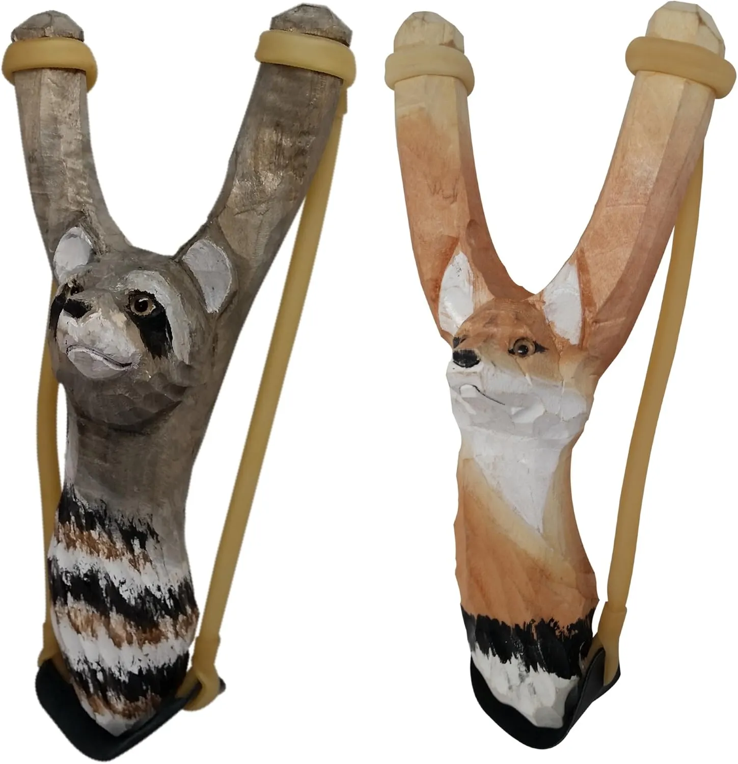 Hand-Carved Wooden Animal Slingshot Set | 2 Pack