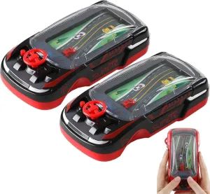 Hand Held Car Game, Handheld Racing Car Game for Ages 3-8 - Dual Player Interactive Race Driving Toy with Portable Design, Family Fun Electronic Game, Plastic Car Toy (B_2PCS)