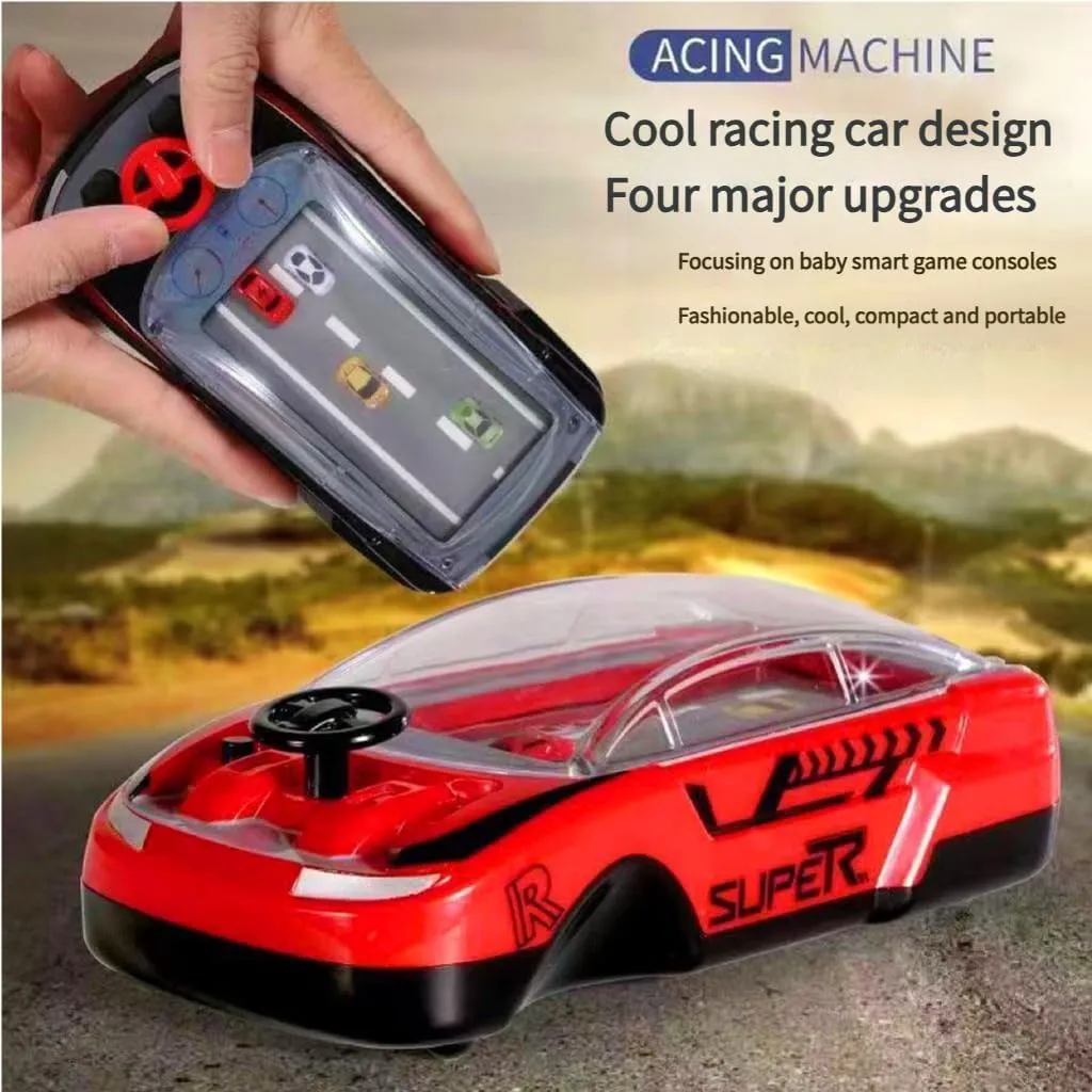 Hand Held Car Game,Handheld Racing Car Game,Portable Adventure Game Machine Speed Car Toy,Children's Toy Manual Puzzle Simulation Racing Machine Steering Wheel (2PCS)