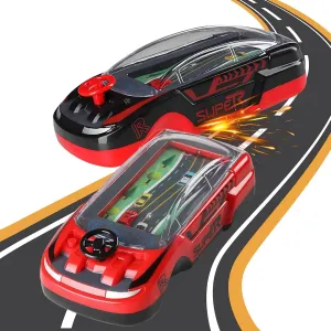 Hand Held Car Game,Handheld Racing Car Game,Portable Adventure Game Machine Speed Car Toy,Children's Toy Manual Puzzle Simulation Racing Machine Steering Wheel (2PCS)