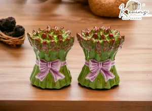 Hand Painted Ceramic Asparagus Salt and Pepper Shakers, Home Décor, Gift for Her, Gift for Mom, Kitchen Décor, Farmhouse Décor