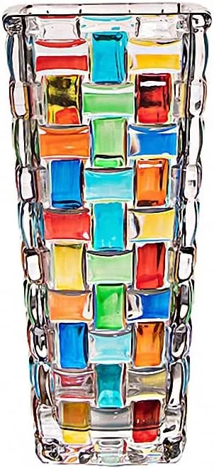 Hand Painted Colorful Woven Glass Vase -Crystal Flower Vase- 7.7 inch, Glass Plant Vase for Floral Arrangements, Centerpieces, Weddings, Housewarming, Centerpiece Home Deco