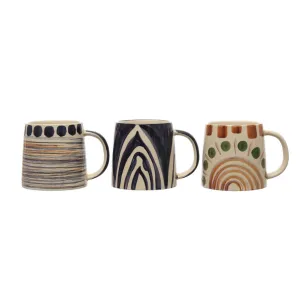 Hand Painted Stoneware Mugs