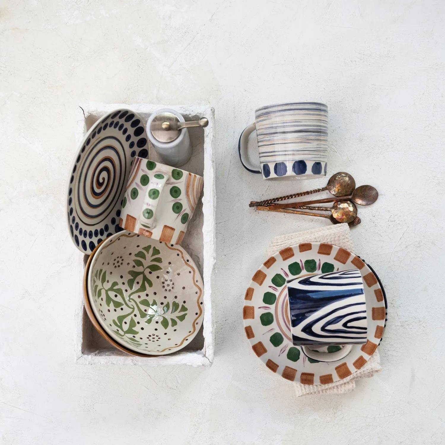 Hand Painted Stoneware Mugs