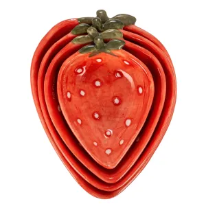 Hand-Painted Strawberry Shaped Measuring Cups, Set of 4