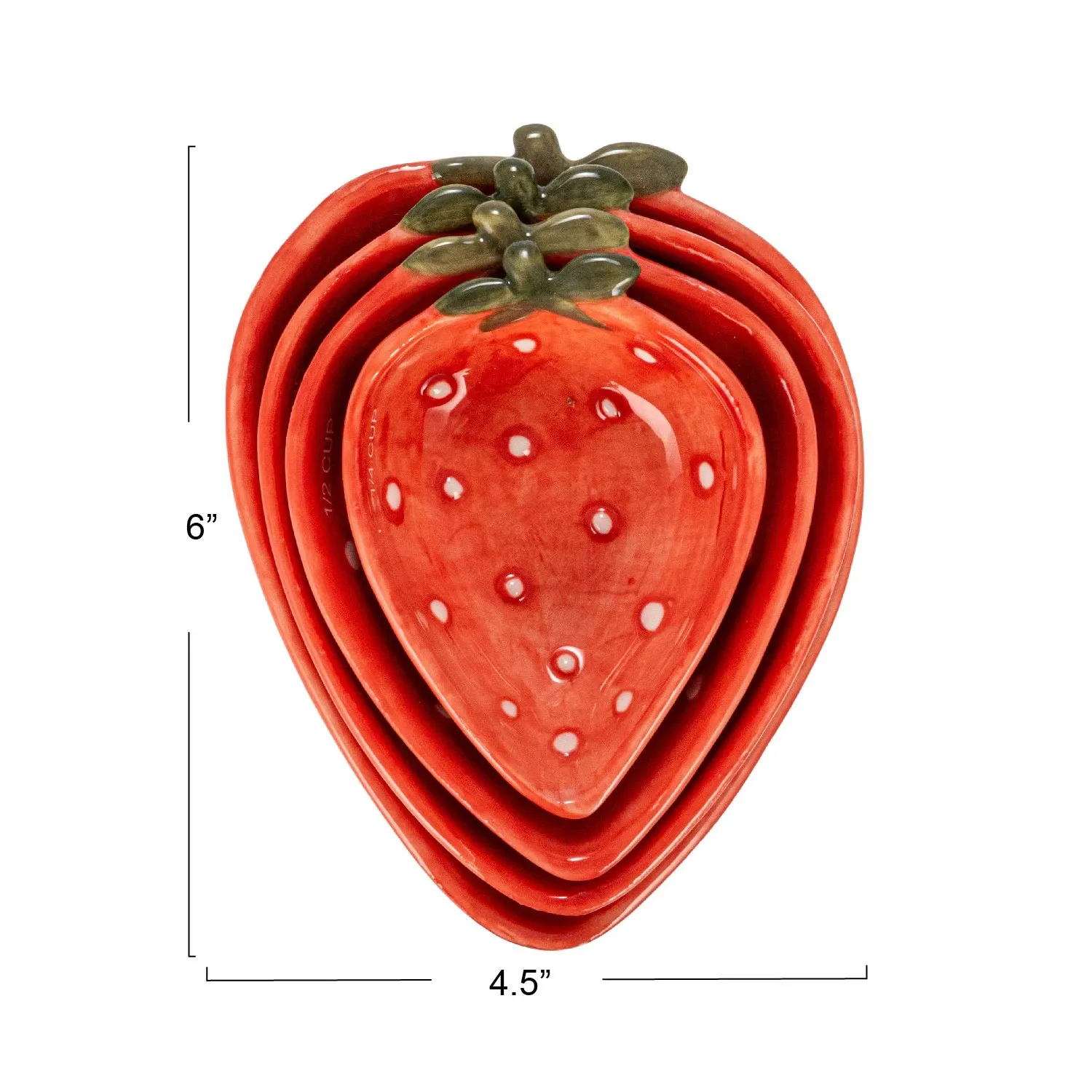 Hand-Painted Strawberry Shaped Measuring Cups, Set of 4