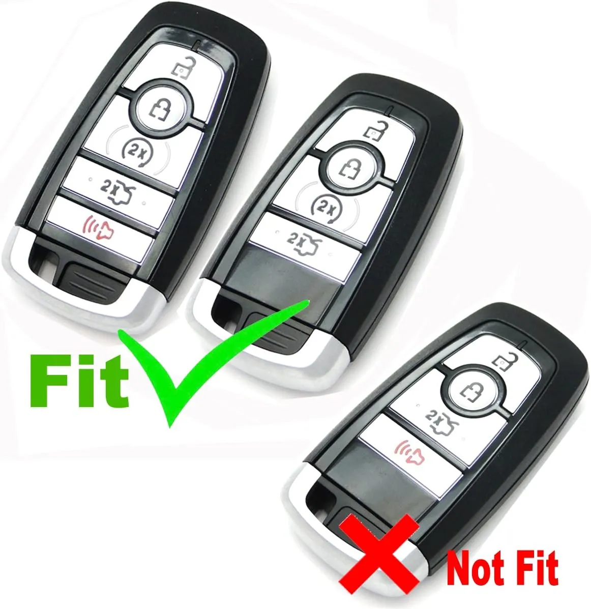 Hand Sewing Red Leather Key Cover Fob Case Protector Jacket Remote Bag for 2022 2023 2024 Ford Fusion F250 F350 F450 F550 Edge 2018 2019 2020 Explorer Expedition 2021 Lincoln Nautilus 5 Buttons