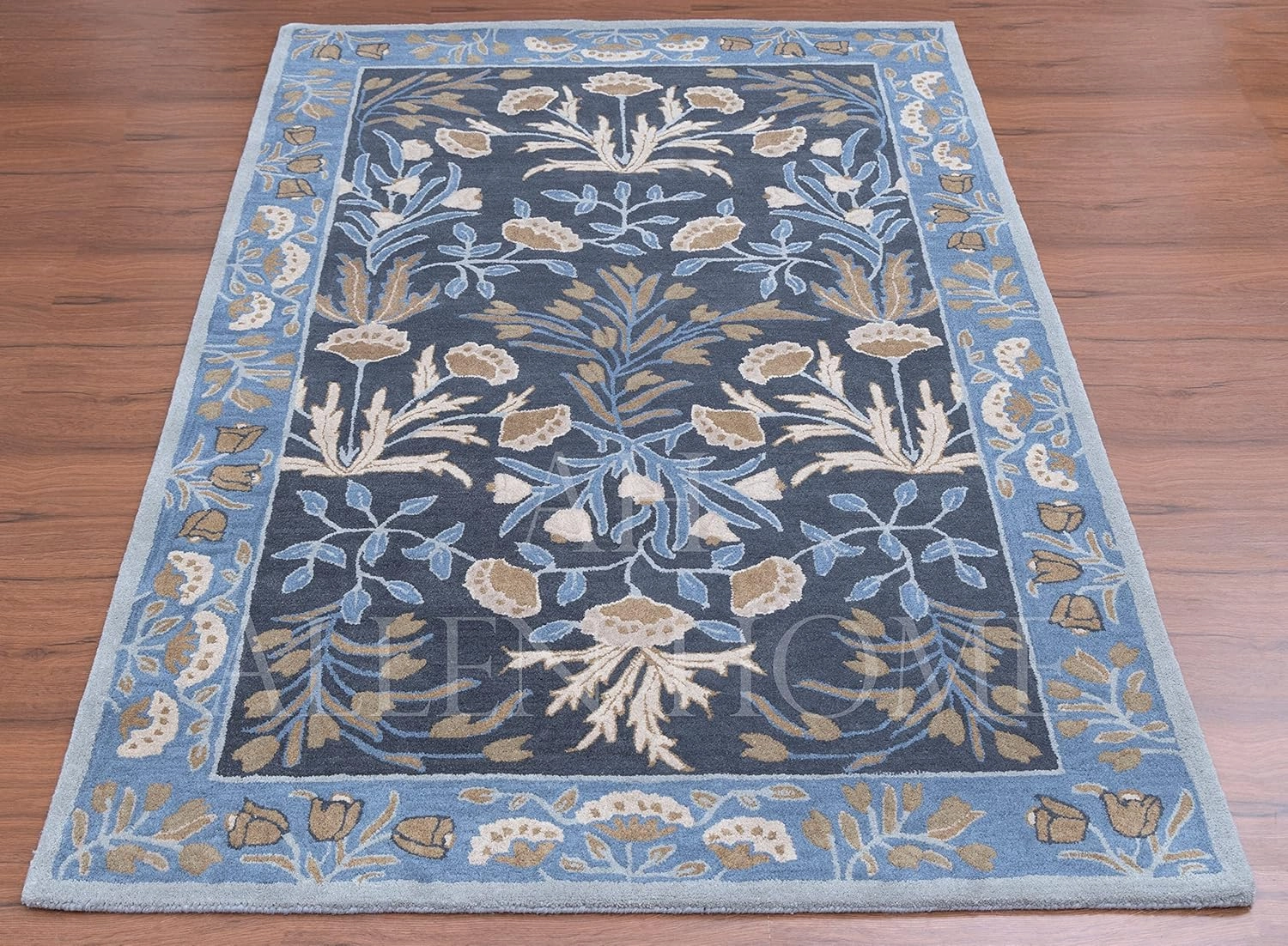 Hand Woven Traditional Wool Area Rugs by Allen Home | Durable | 100% Wool | Living Room, Dining Room, Bedroom, and Entryway Area Rugs | 3’ x 5’ | Anny Blue