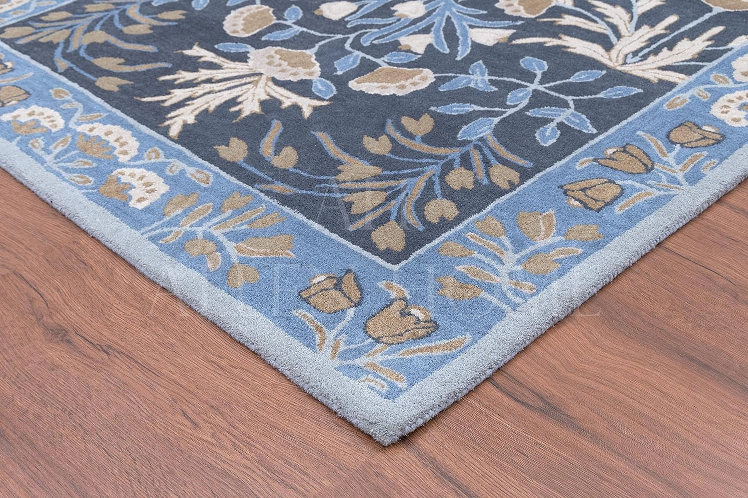 Hand Woven Traditional Wool Area Rugs by Allen Home | Durable | 100% Wool | Living Room, Dining Room, Bedroom, and Entryway Area Rugs | 3’ x 5’ | Anny Blue