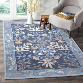 Hand Woven Traditional Wool Area Rugs by Allen Home | Durable | 100% Wool | Living Room, Dining Room, Bedroom, and Entryway Area Rugs | 3’ x 5’ | Anny Blue