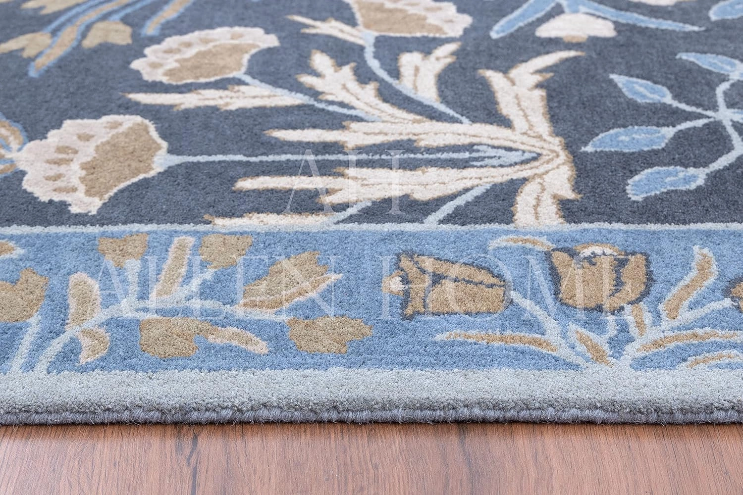 Hand Woven Traditional Wool Area Rugs by Allen Home | Durable | 100% Wool | Living Room, Dining Room, Bedroom, and Entryway Area Rugs | 3’ x 5’ | Anny Blue