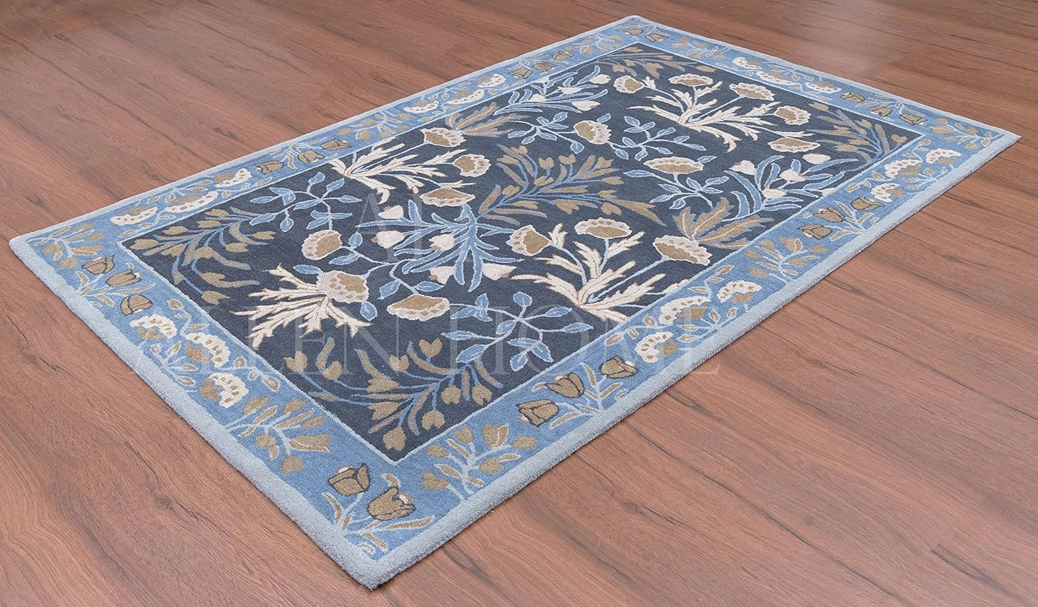 Hand Woven Traditional Wool Area Rugs by Allen Home | Durable | 100% Wool | Living Room, Dining Room, Bedroom, and Entryway Area Rugs | 3’ x 5’ | Anny Blue