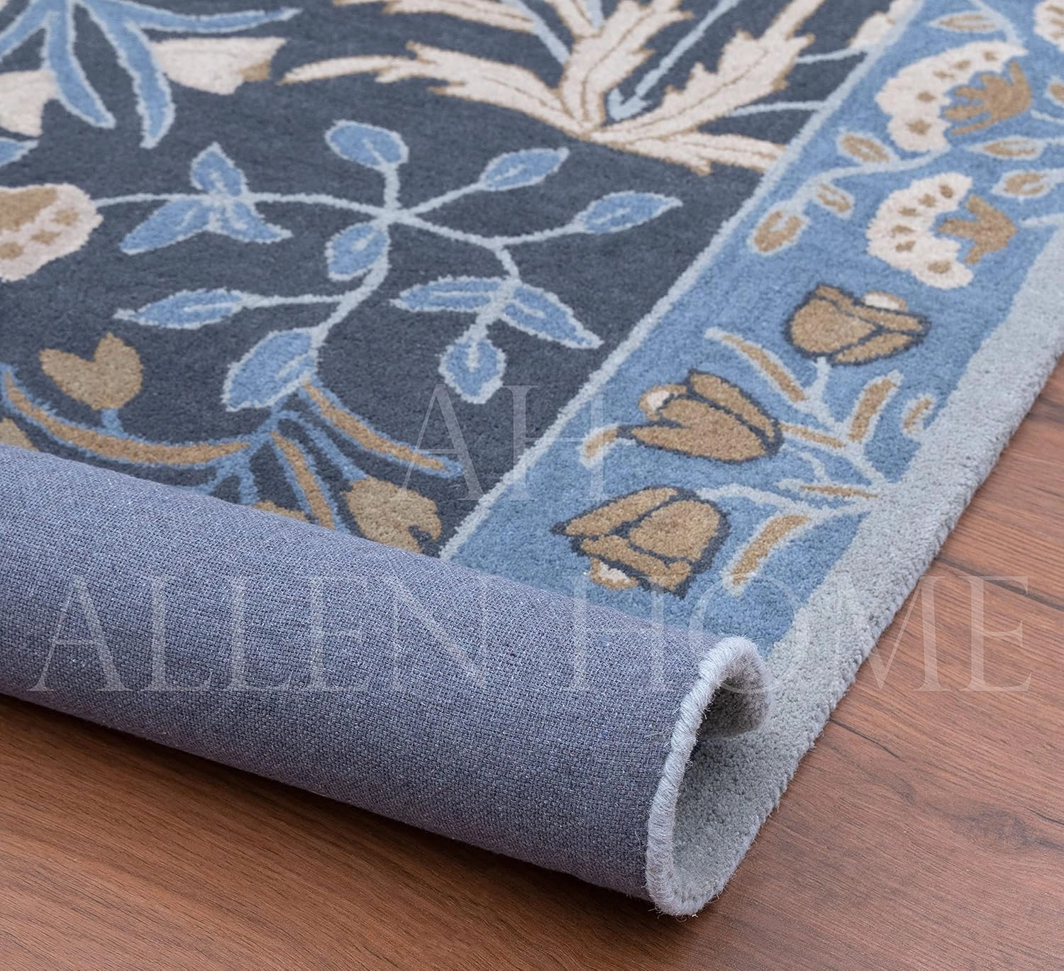 Hand Woven Traditional Wool Area Rugs by Allen Home | Durable | 100% Wool | Living Room, Dining Room, Bedroom, and Entryway Area Rugs | 3’ x 5’ | Anny Blue