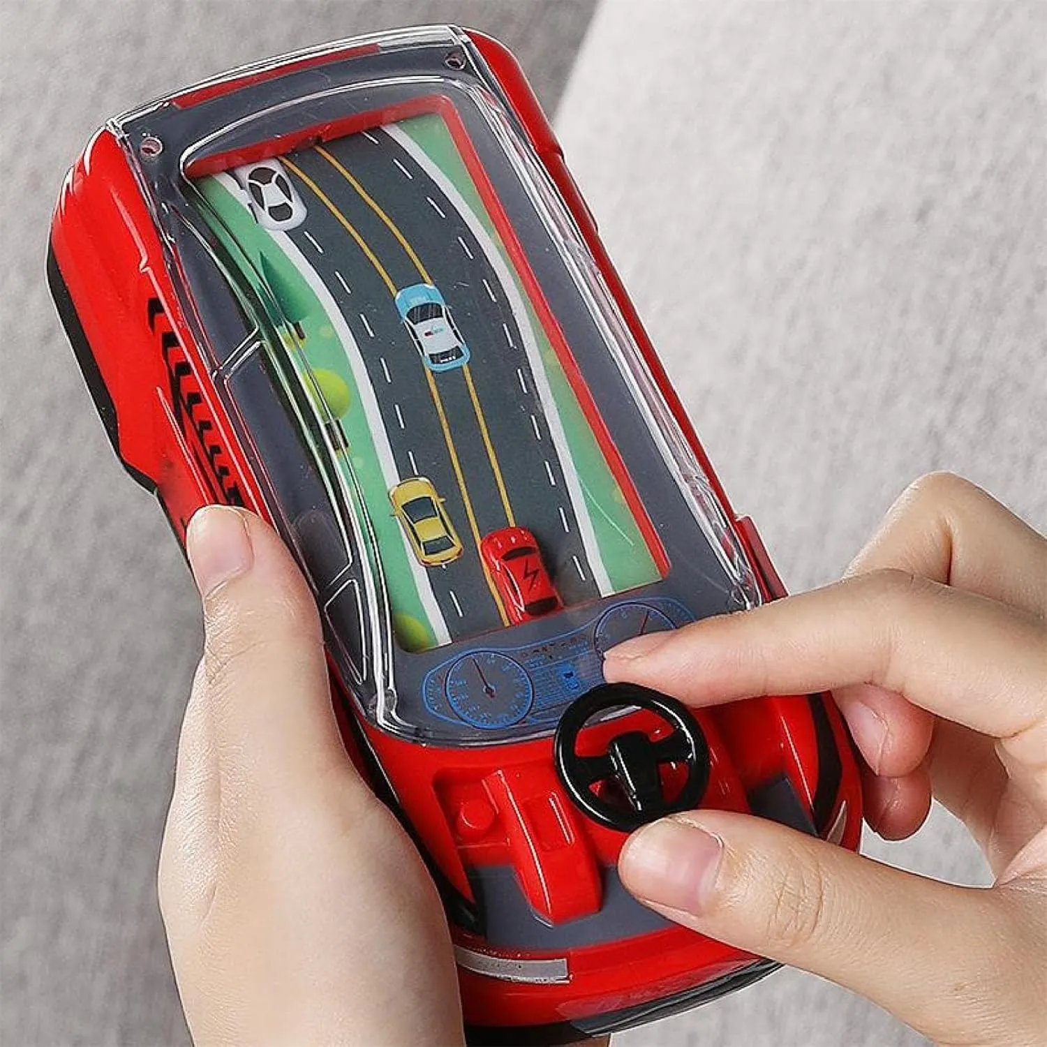 Handheld Racing Car Game, Racing Adventure Car Steering Wheel, Interactive Family Toy with Racing Experience, Car Racing Toy, Handheld Games for Kids (red)