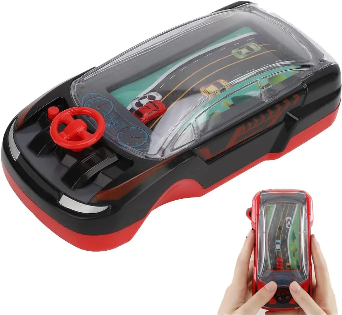 Handheld Racing Car Game,Racing Car Game Machine Adventure, Simulation Driving of The Vehicle with Steering Wheel for Kids (Black)