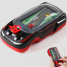 Handheld Racing Car Game, Racing Adventure Car Steering Wheel, Portable Interactive Dual-Player Toy with Race Simulation Experience, Hand Held Adventure Machine (Black-1pc)