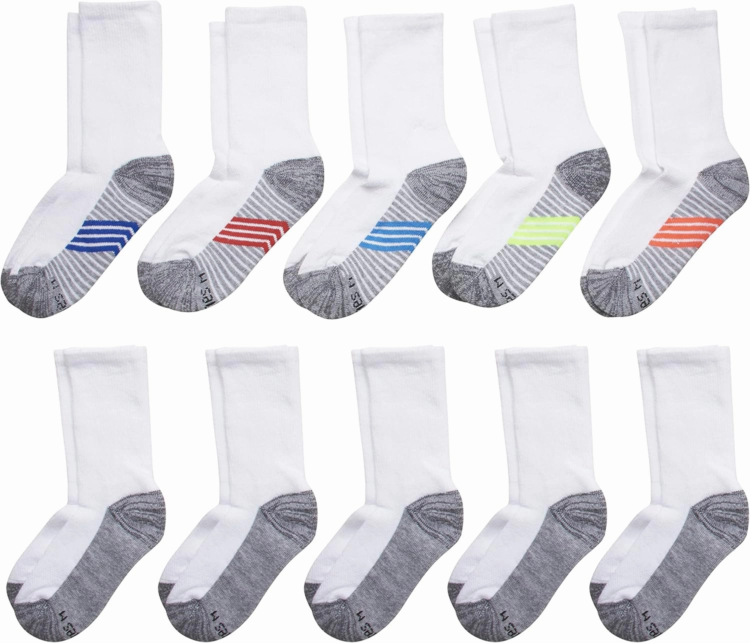 Hanes Ultimate Boys' Crew Performance Sport Socks, 10-Pair Packs
