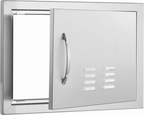Happybuy 20x14 Inch BBQ Access Door, Single Outdoor Kitchen Door, Stainless Steel Flush Mount, Vertical Wall Door with Handle & Vents, for BBQ Island, Grilling Station, Outdoor Cabinet
