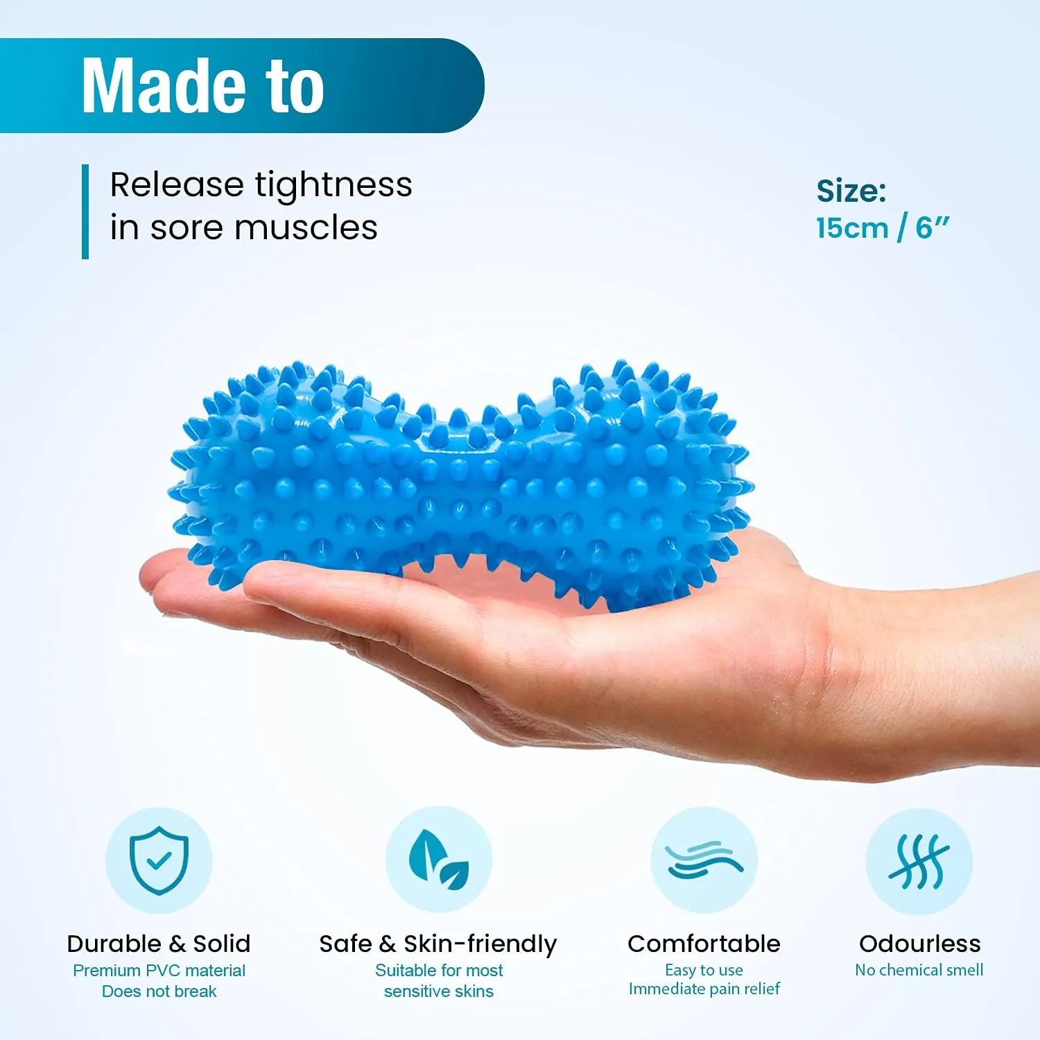 Hard Spiky Massage Ball Roller Set - Blue
