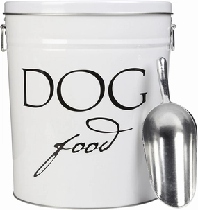 Harry Barker White Classic Food Storage Canister For Dogs, Medium 22 Pounds of Food