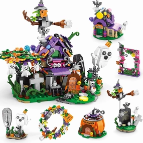 Haunted House Building Blocks Set - Christmas Building Toys Kit for Kids Halloween Displayable Model Thanksgiving Gift for Boy Gir