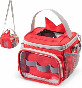 Hautton Carrying Case for Toniebox, Portable Storage Travel Bag for Tonies Figures Charging Station with Shoulder Strap Handle and Toniebox Ears Cover -Red