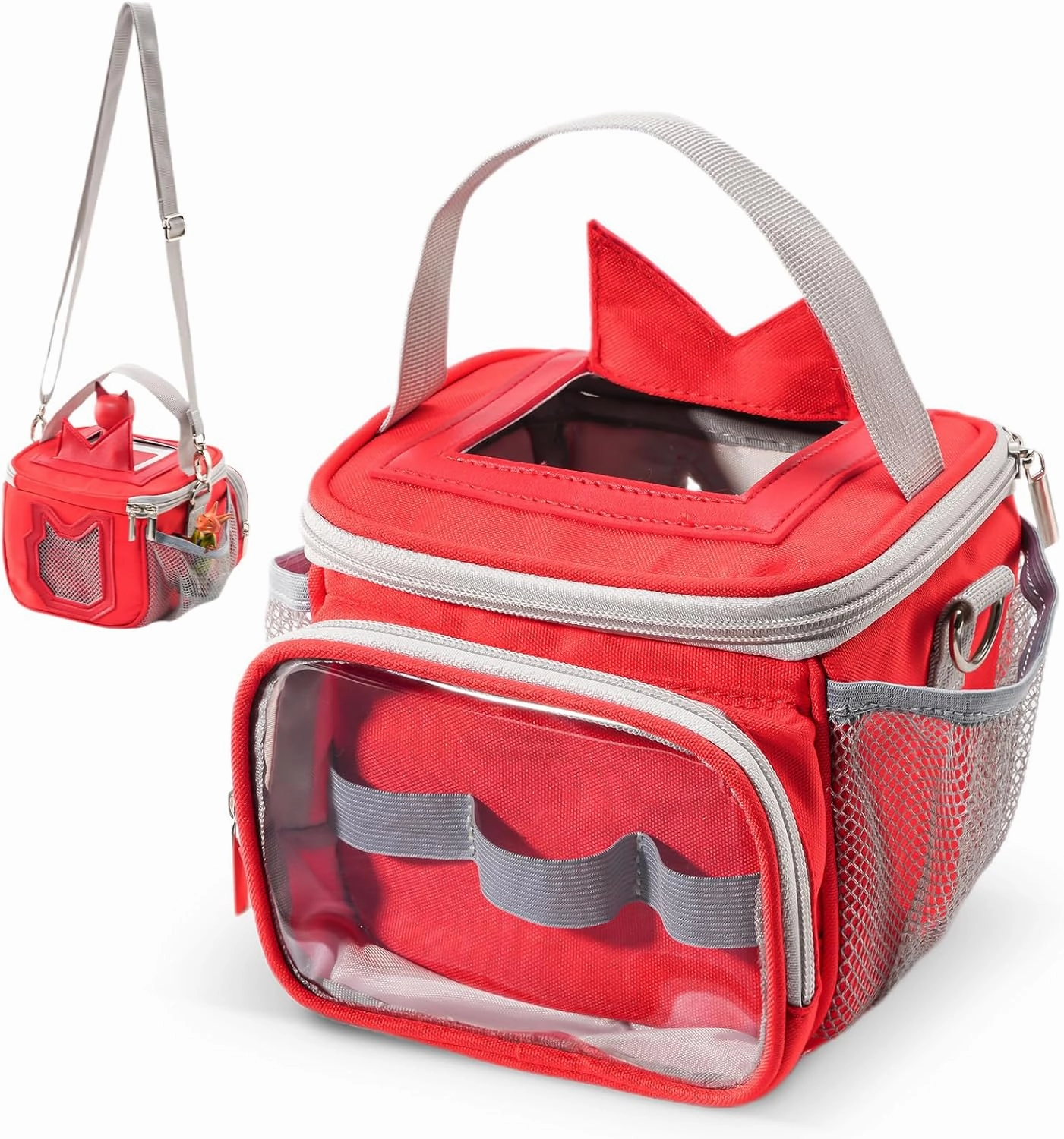 Hautton Carrying Case for Toniebox, Portable Storage Travel Bag for Tonies Figures Charging Station with Shoulder Strap Handle and Toniebox Ears Cover -Red