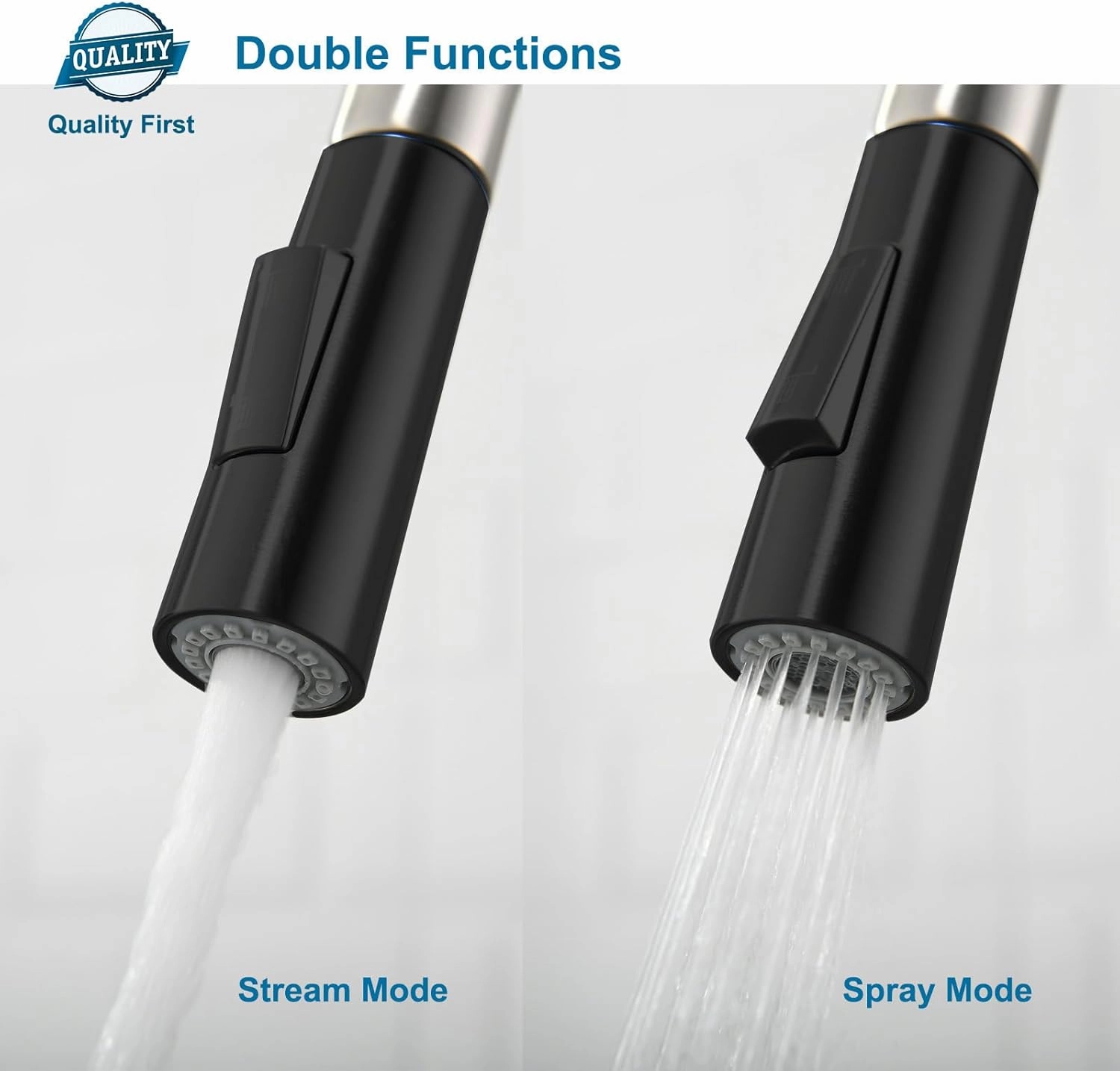 Havin Brushed and Black Pull Down Kitchen Faucet with ABS Sprayer,High Arc Stainless Steel Material,with cUPC Ceramic Cartridge,Without Deck Plate,Fit for One Hole Kitchen Sink and Laundry Sink