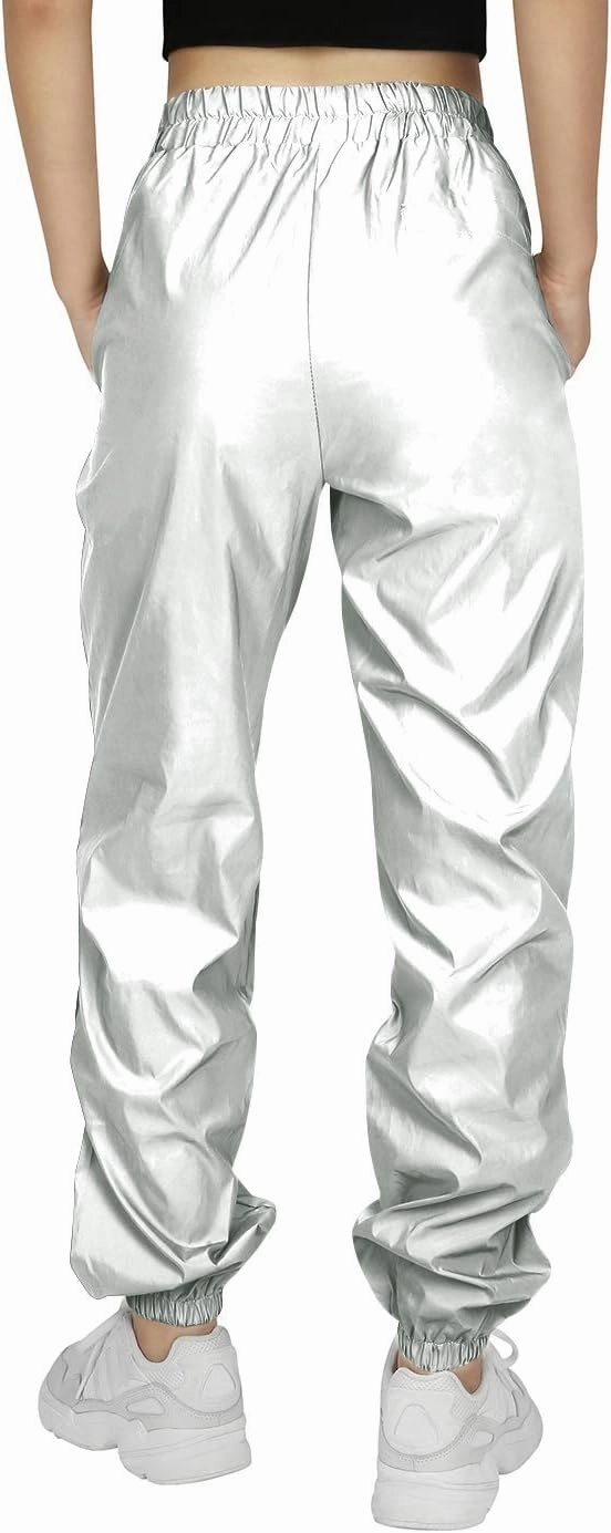 HDE Reflective Joggers Pants for Women High Visibility Jogger Windbreaker Pant