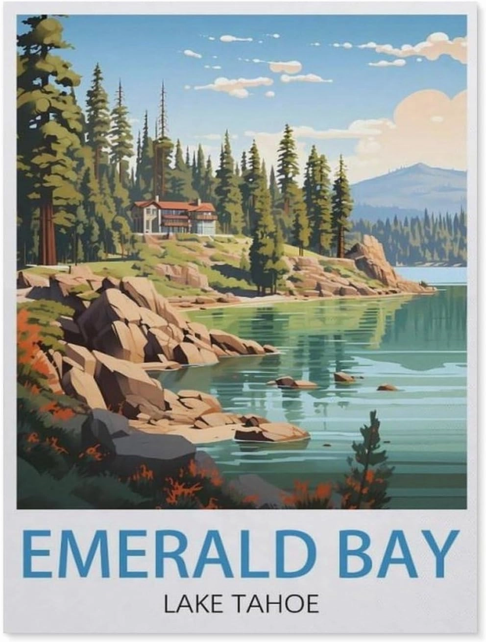 hdksyhsu Easy Paint by Numbers for Adults Beginners，Emerald Bay Lake Tahoe，Paint by Number Kit On Canvas for Adults New Painters's Gift DIY Gifts(50x60cm-AY66